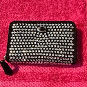 Coach zip wallet studded Black with Silver Accents
